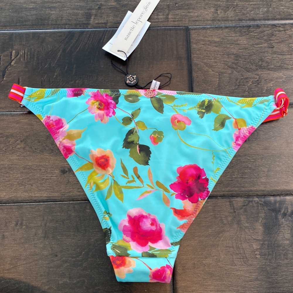 Nanette Lepore Silk Blossoms Blue Alana Apex Tri Bikini Set - Picture 10 of 12